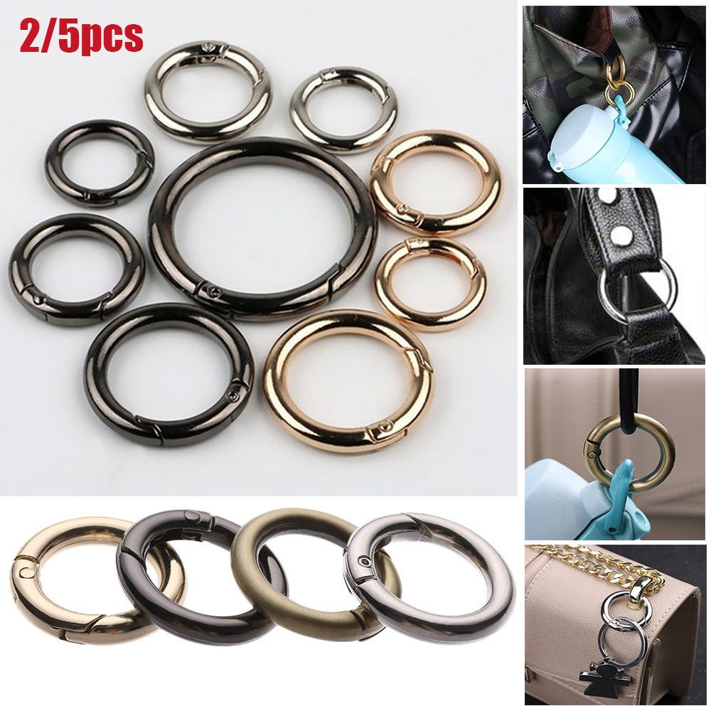 Set 2/5 móc khóa túi xách hình tròn bằng hợp kim kẽm 10/12/16/19mm màu đen chất lượng cao