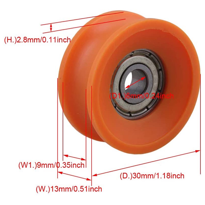 4 Vòng bi thép phủ nhựa 6X30X13mm 606ZZ rãnh chữ U sâu làm ròng rọc dẫn