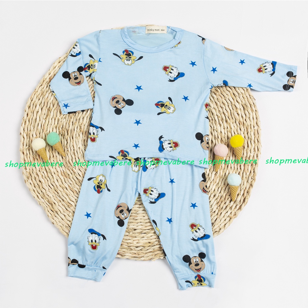 Bộ dài tay thun lạnh Minky cho bé trai, bé gái 8-18kg nhiều họa tiết đẹp - 𝐁𝐎𝟔𝟗