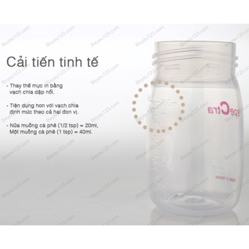 Tách vỉ - 1 bình trữ sữa mẹ Spectra 160ml cổ rộng kèm nắp đậy Hàn Quốc