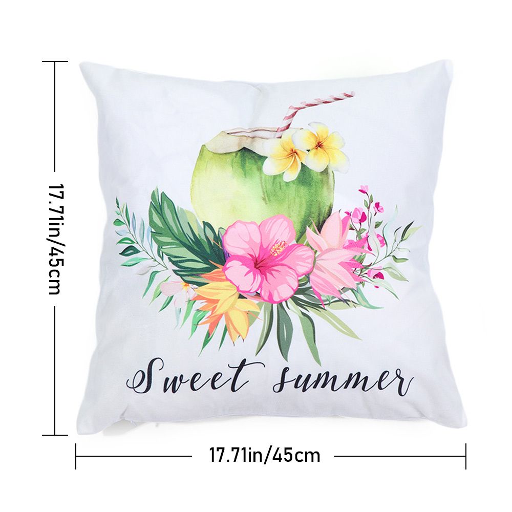 LUCKY Home Decor Summer Pillowcase Square 18x18 Inch Throw Pillow Covers Gift Coconut Truck Bicycle Pineapple
