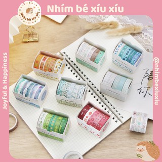 Hộp 5 cuộn washi tape họa tiết băng keo trang trí bullet journal VT276