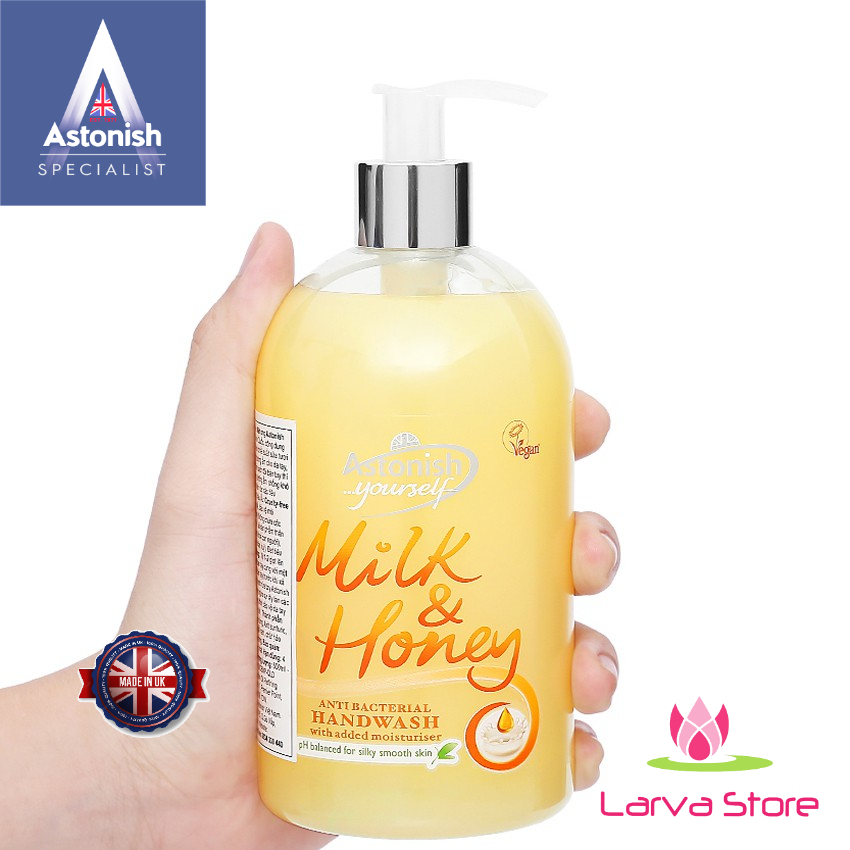 Nước rửa tay diệt khuẩn Astonish tinh chất Sữa và Mật Ong 500ml Anh Quốc - Larva Store