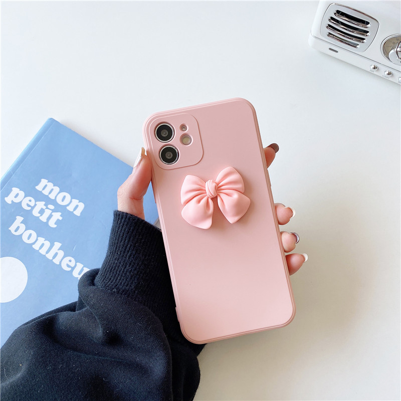 Ốp điện thoại phối nơ 3D đơn giản thích hợp cho Iphone 12 11 Pro Max X Xr Xs Max 5 5s 6 6s 7 8 12mini Plus