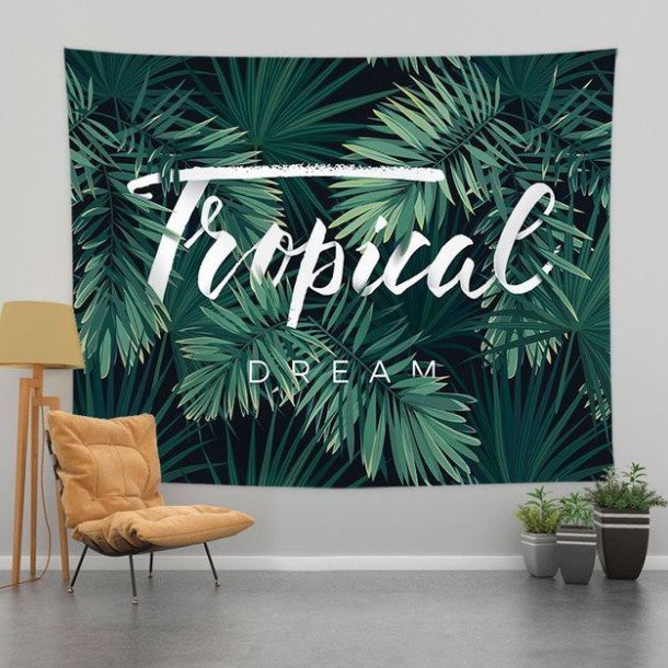 Tranh vải decor họa tiết chữ TROPICAL trang trí phòng theo phong cách thời trang
