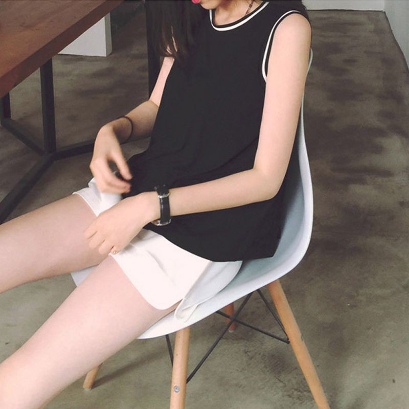 Áo Sát Nách Cổ Tròn Màu Trơn Thiết Kế Dáng Rộng Thoải Mái