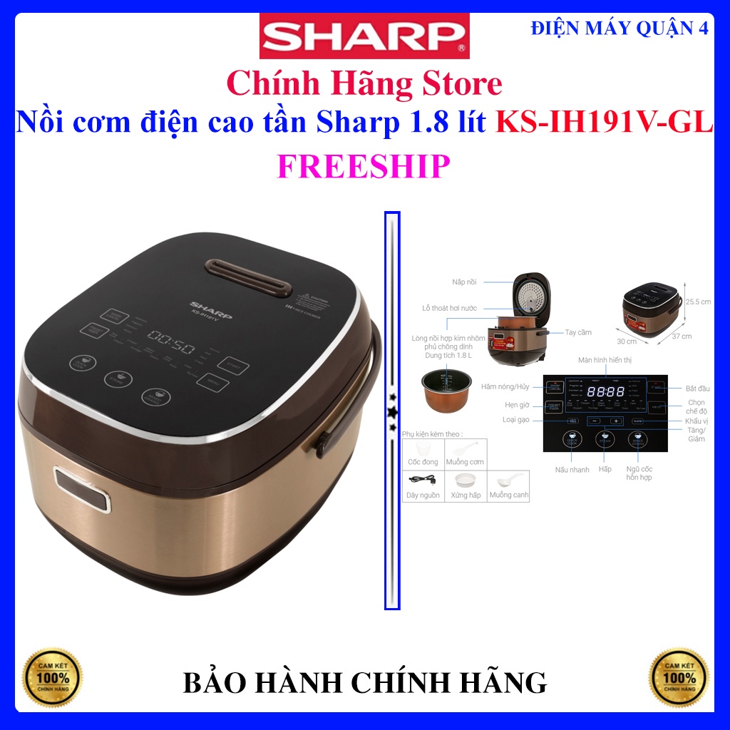 Nồi cơm cao tần Sharp 1.8 lít KS-IH191V-GL