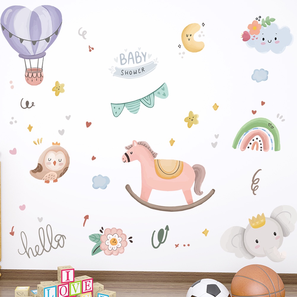 Giấy Dán Tường Hình Khinh Khí Cầu Hoạt Hình Trang Trí Phòng Bé/Nhà Trẻ