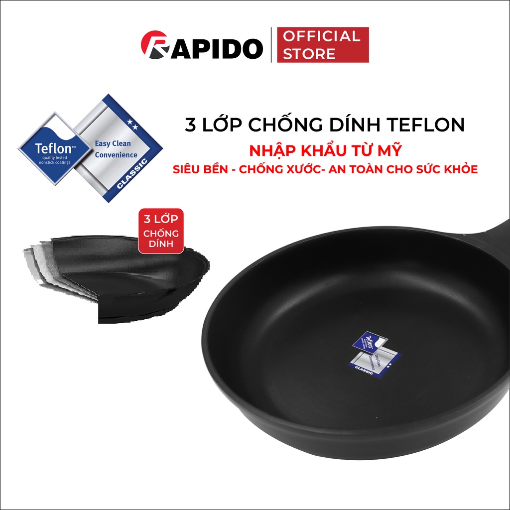 Chảo từ Rapido size 20,24,28 đáy phẳng Teflon RP20-RF chống dính, giữ nhiệt