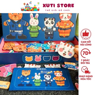 Bộ ghép hình nam châm gia đình gấu cho bé từ 3 - 6 tuổi xutistore