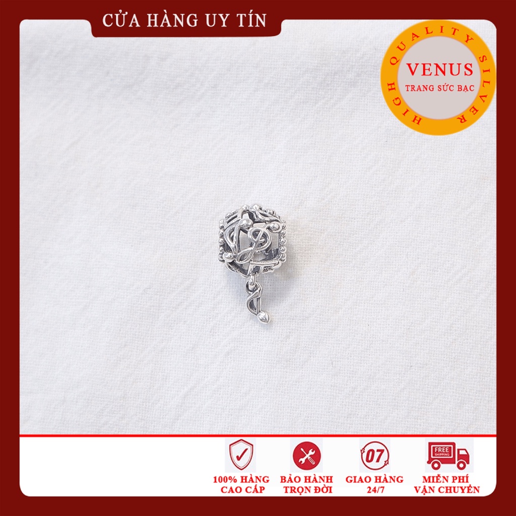 [Charm bạc 925 cao cấp] Charm bạc hình cầu họa tiết nốt nhạc- Mã sản phẩm VENUSCNN