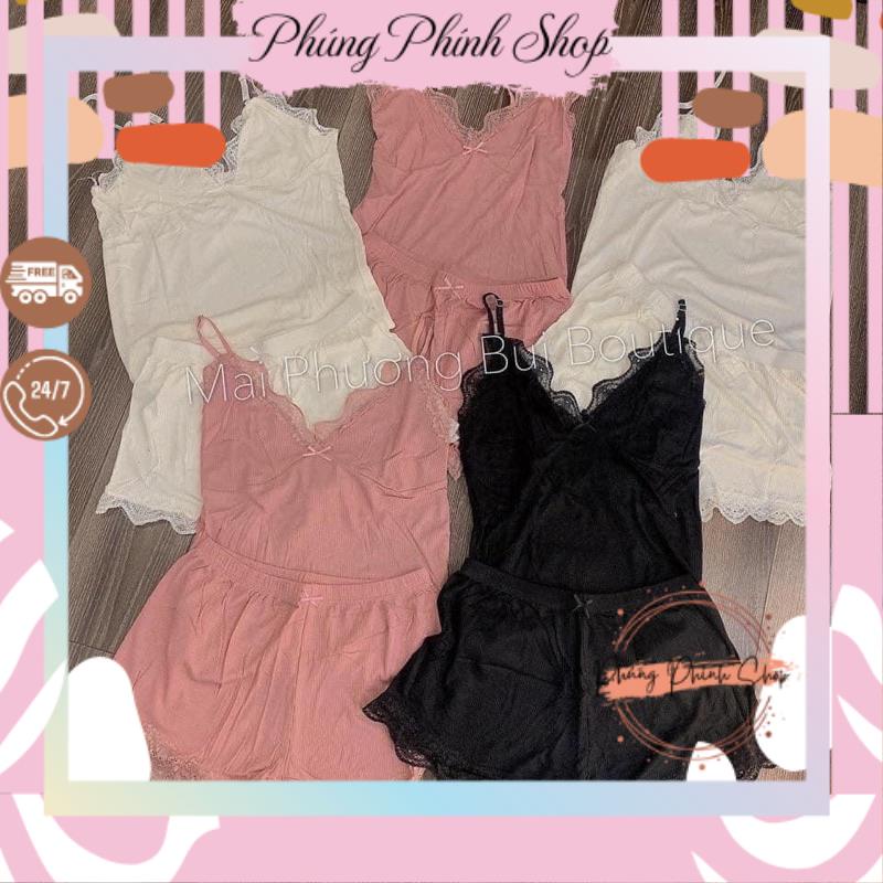 SET NGỦ PHỐI REN 2 DÂY SEXY GỢI CẢM VẢI MÁT