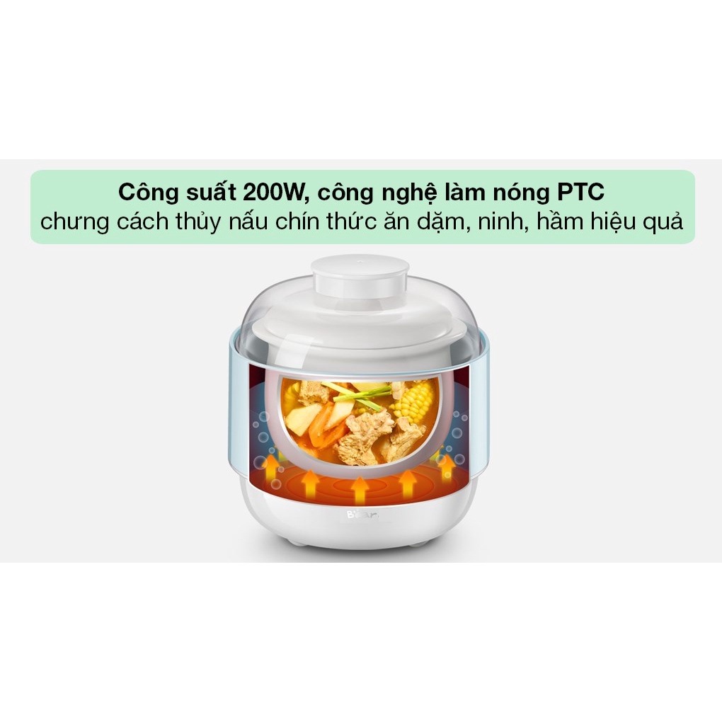 Nồi nấu chậm Bear 0.8 lít DDZ-A08G2 - Bảo hành chính hãng 18 tháng