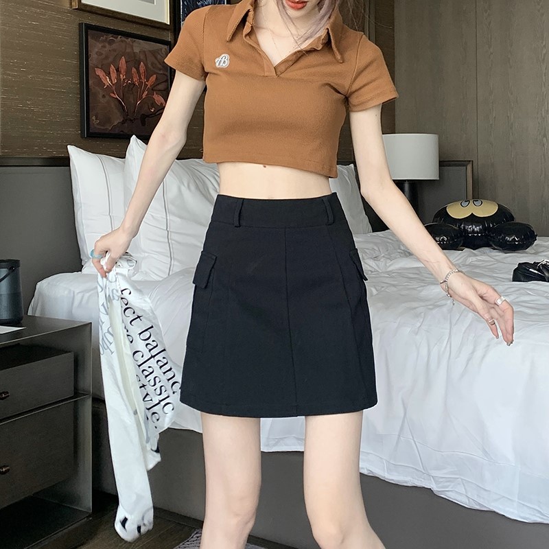 Chân váy nữ phối túi hông LEEVA  phong cách nhẹ nhàng đơn giản CV039