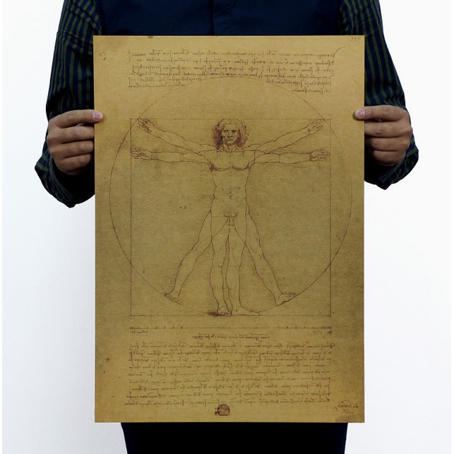 Áp phích trang trí in hình người Vitruvian của Leonardo Da Vinci