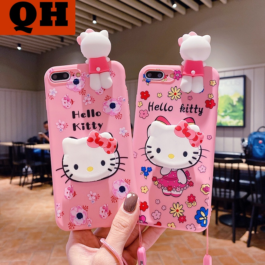 Ốp điện thoại cặp búp bê hoạt hình Hello Kitty cho IPhone 6 6s 7 8 X Xs Xr 11 12 13 mini Pro Max