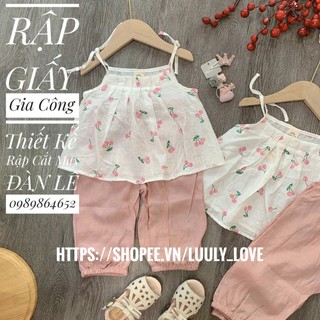 Rập áo dây+ quần lửng cho bé gái(1-10t) mã 1023