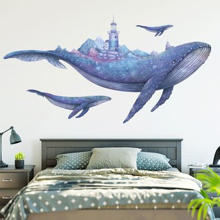 [HÀNG ĐẸP] Decal dán tường cho bé hình cá voi xanh, tranh dán tường Hàn Quốc sticker trang trí phòng trẻ em, phòng khách