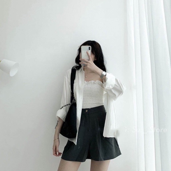 Quần short nữ xếp ly lưng chun quần đùi sooc nữ cạp cao Q541