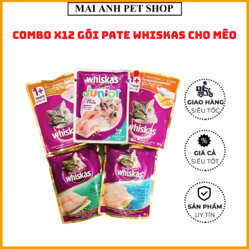 Combo x12 Pate Whiskas gói 80g - Pate cho mèo