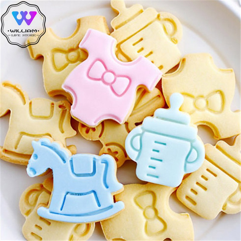 Set 4 Khuôn Cắt Tạo Hình Bình Sữa 3d Trang Trí Bánh