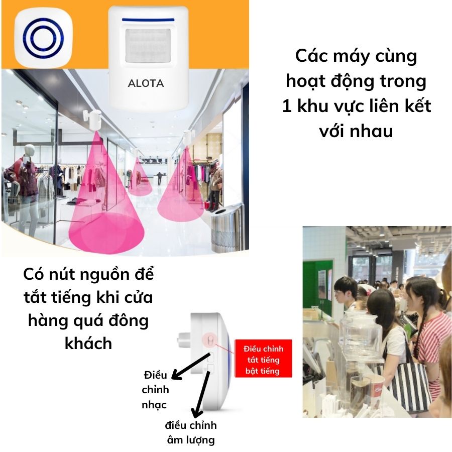 Chuông báo khách ALOTA C27 cảm ứng hồng ngoại 8 mét thay thế chuông báo động chống trộm  - Shop 3B care
