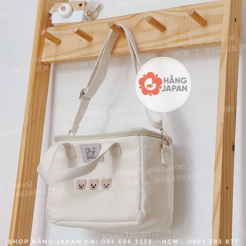 Túi giữ nhiệt thêu hình gấu kiểu Hàn Quốc dễ thương cho mẹ bỉm sữa kích thước 25x20cm