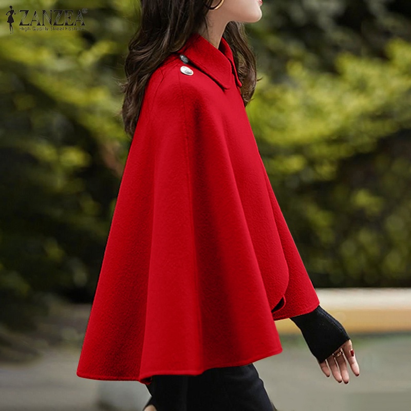 ❉Áo choàng ZANZEA có cổ không tay viền không đều màu trơn thời trang giản dị dành cho nữ | BigBuy360 - bigbuy360.vn