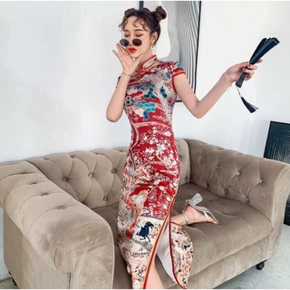 Sườn xám cách tân dáng dài cổ trang