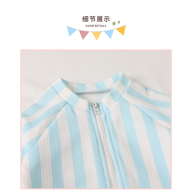 Bộ Đồ Bơi Một Mảnh Phối Khóa Kéo Màu Xanh Và Trắng Dành Cho Nữ