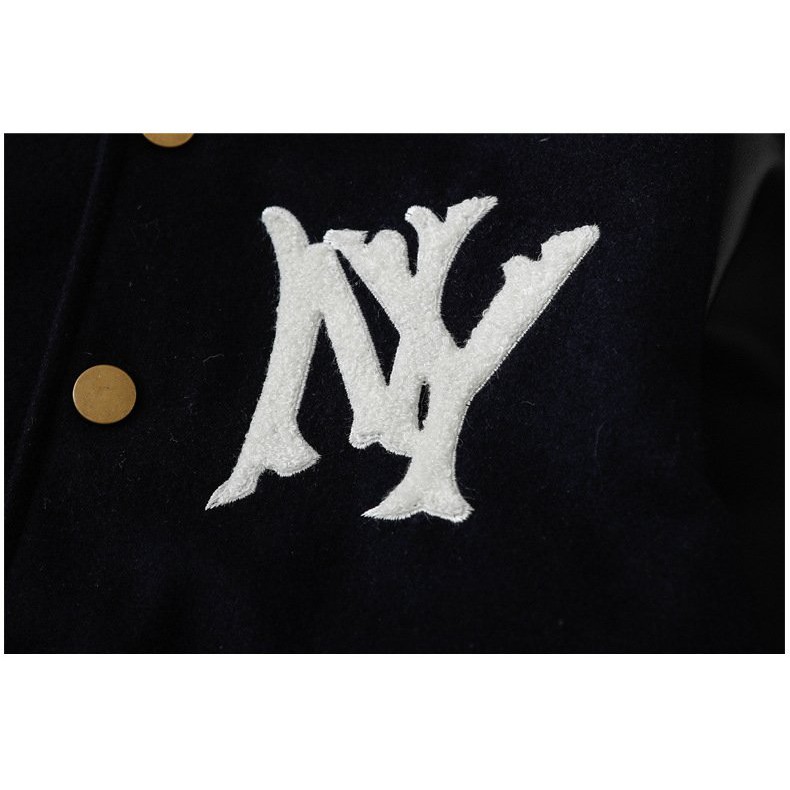 [HÀNG ORDER - FULL TAG] 🔥 Áo Bomber M.L.B N.Y Tay Da Cúc Vàng Logo Thêu Unisex Nam Nữ 🔥 | BigBuy360 - bigbuy360.vn