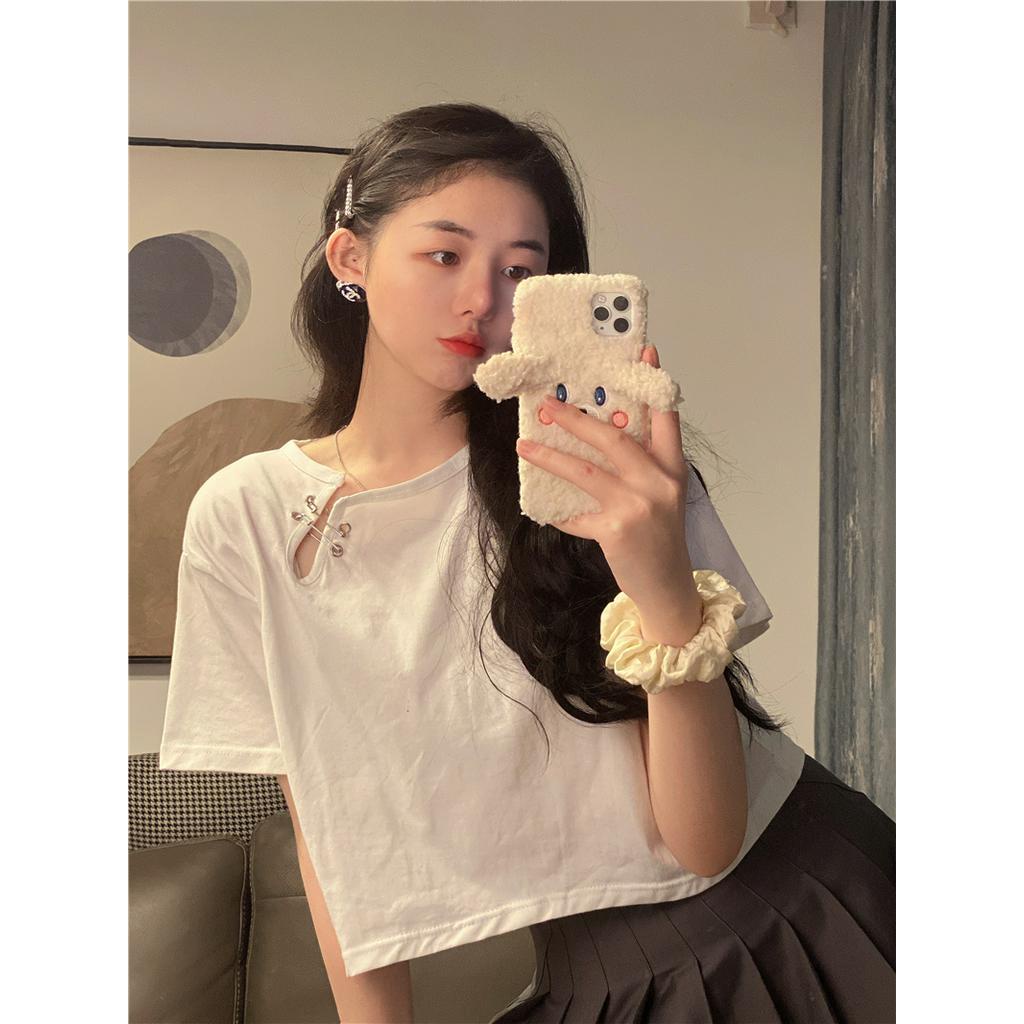 Áo Croptop Tay Ngắn Dáng Rộng Che Khuyết Điểm Thời Trang Cho Nữ