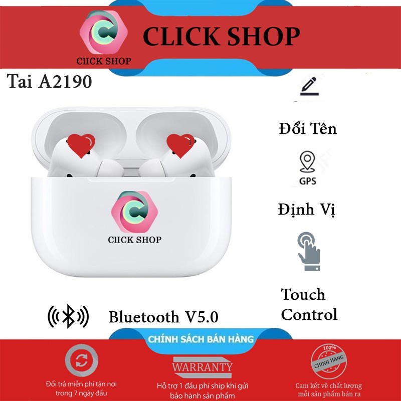 Tai nghe bluetooth A2190 cảm ứng hỗ trợ điinh vi - Tai nghe không dây A2190 kiểu dáng pro củ apppe tương đương nhau