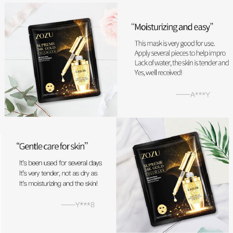 Mặt nạ vàng 24k collagen trắng da ngừa lão hóa Pure Gold Venzen Zozu (10 miếng)