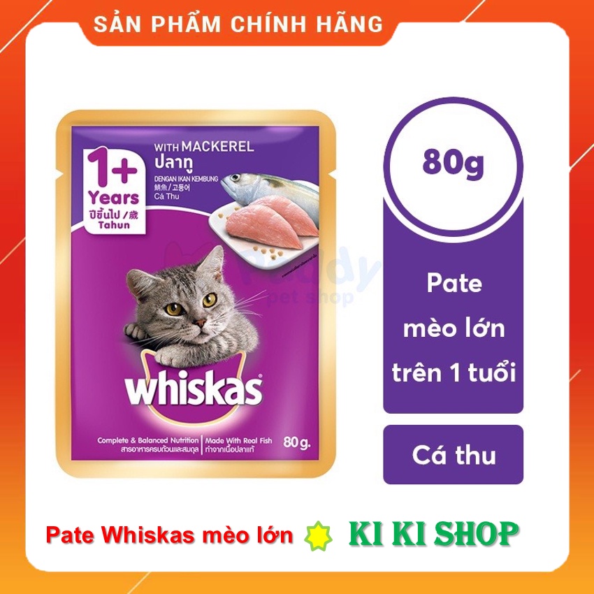 [GIÁ SẬP SÀN– HÀNG CHÍNH HÃNG] [80g] PATE CHO MÈO CON VÀ MÈO LỚN - WHISKAS GÓI