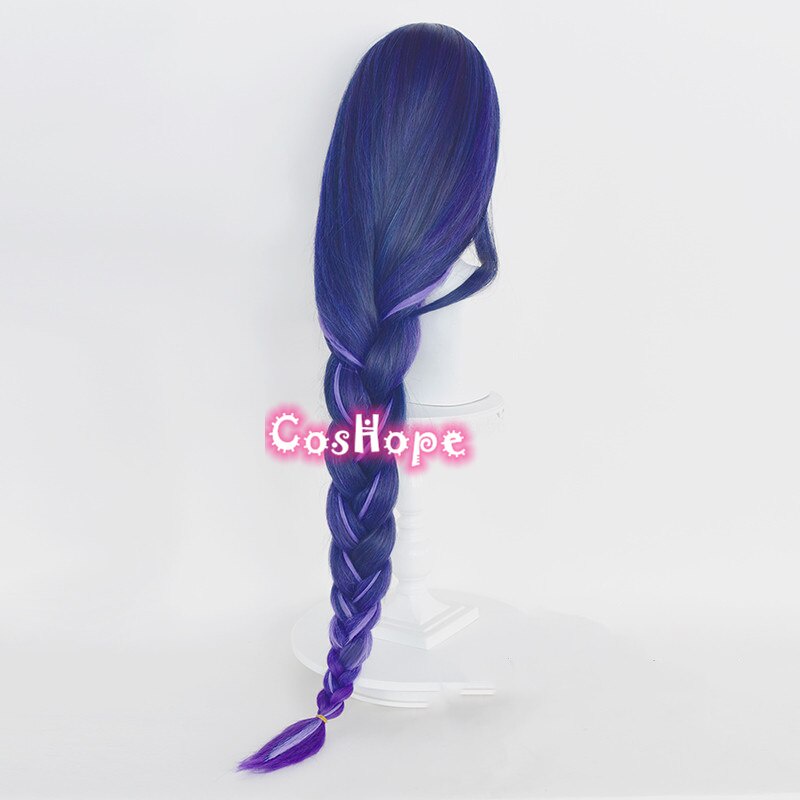 Genshin impacto baal cosplay raiden shogun peruca 100cm azul roxo peruca cosplay anime cosplay peruca resistente ao calor perucas sintéticas cabelo