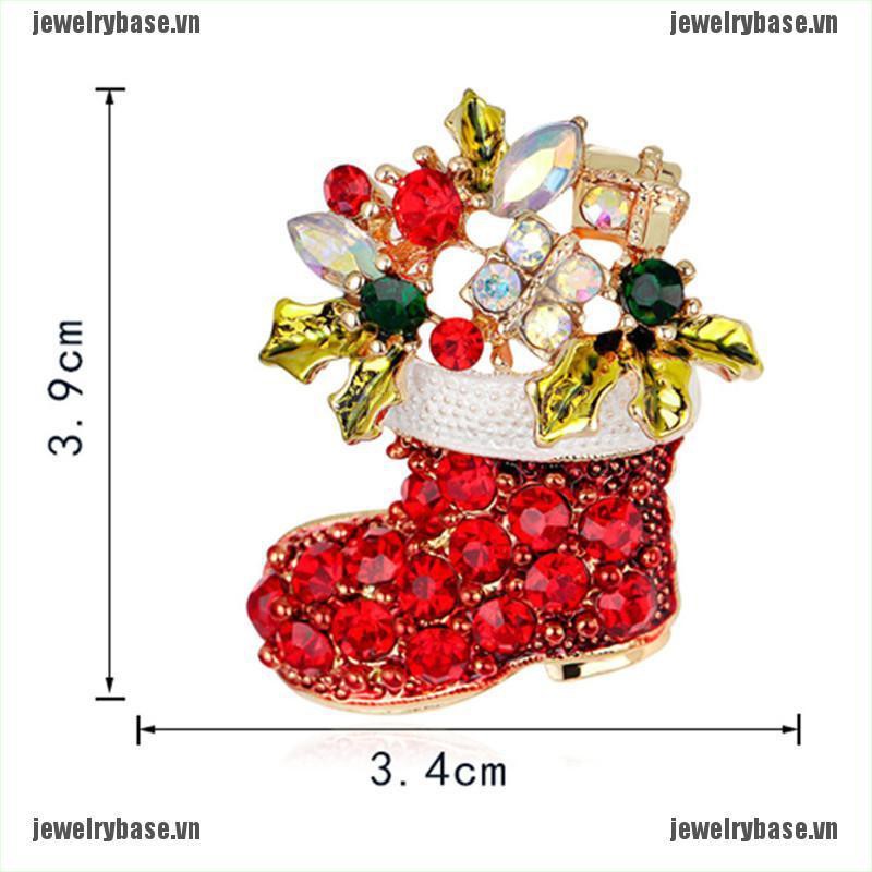 [Base] 1X New Rhinestone Crystal Christmas Stocking Boot Pin Brooch Xmas Gift Gold Tone [VN] | BigBuy360 - bigbuy360.vn