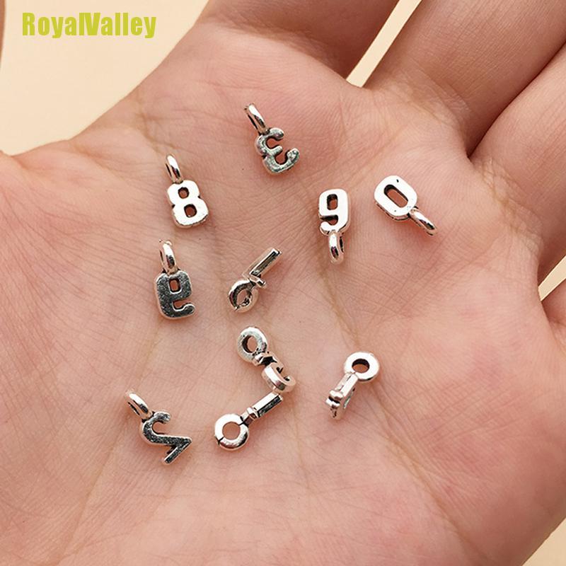 CHARMS Set 10 Mặt Dây Chuyền Hợp Kim Khắc Chữ Số Độc Đáo Thời Trang