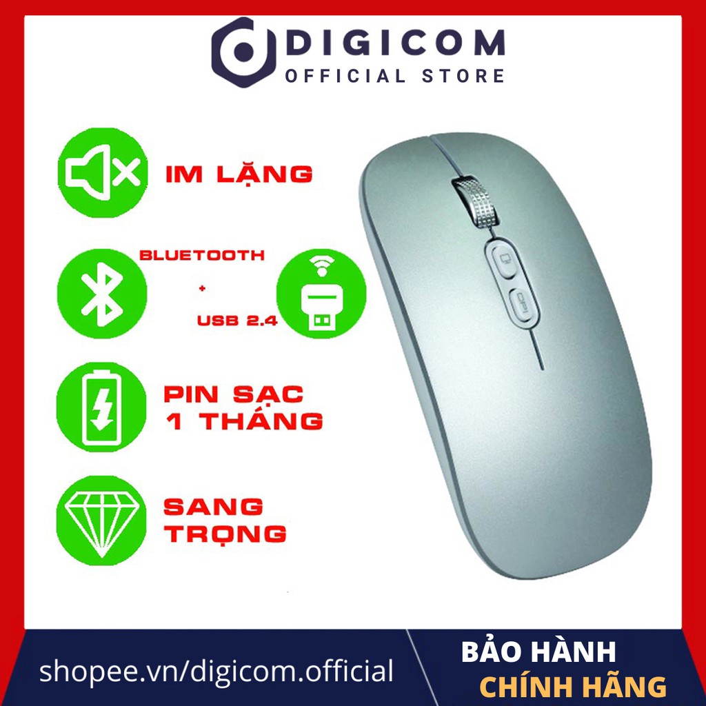 Chuột không dây M103, chuột bluetooth wireless DIGICOM M103 silent pin sạc cao cấp cho Laptop Macbook Ipad