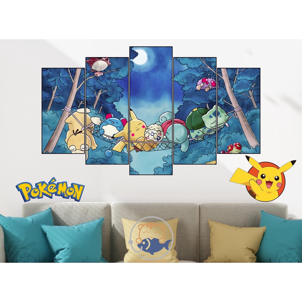 Tranh ghép dán tường Room Decor trang trí phòng ANIME POKEMON - BỘ 3