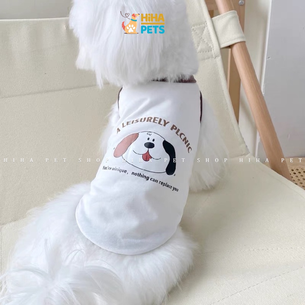 Áo Thun Cho Chó Mèo Vải Cotton Mát Mẻ Quần Áo Thú Cưng Ba Lỗ Mùa Hè Dễ Thương Hihapet.