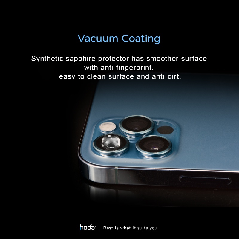 Dán Cường Lực Bảo Vệ Camera HODA Sapphire iPhone 13 Pro Max/ 13 Pro Kèm Khung Dán