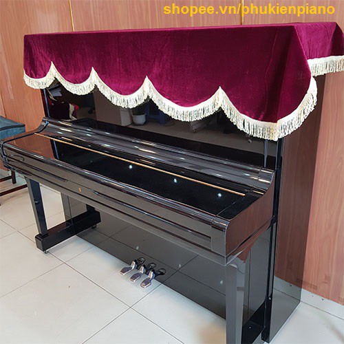 Khăn phủ đàn Piano ngăn bụi chống trầy - nhung đỏ