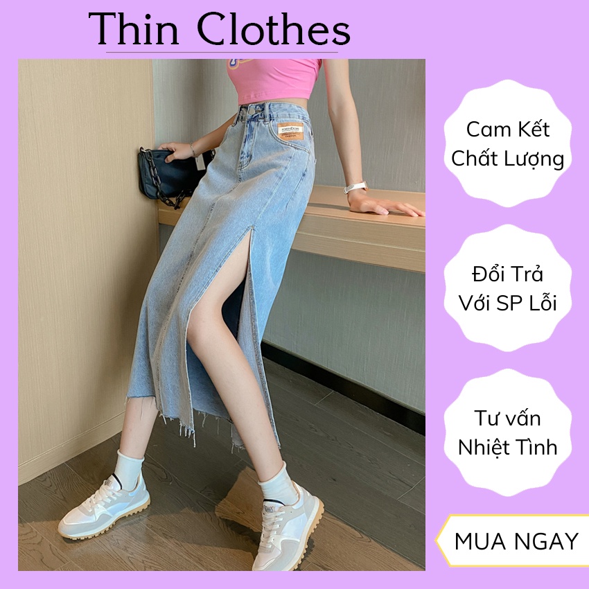 Chân Váy Bò Xẻ Tà, Chân Váy Bò Dài Lưng Cao Phong Cách Ulzzang - Thin Clothes