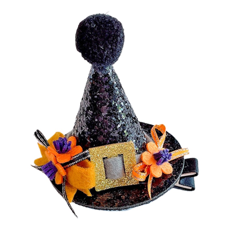 Kẹp Tóc Hình Nón Halloween Đính Kim Sa Lấp Lánh