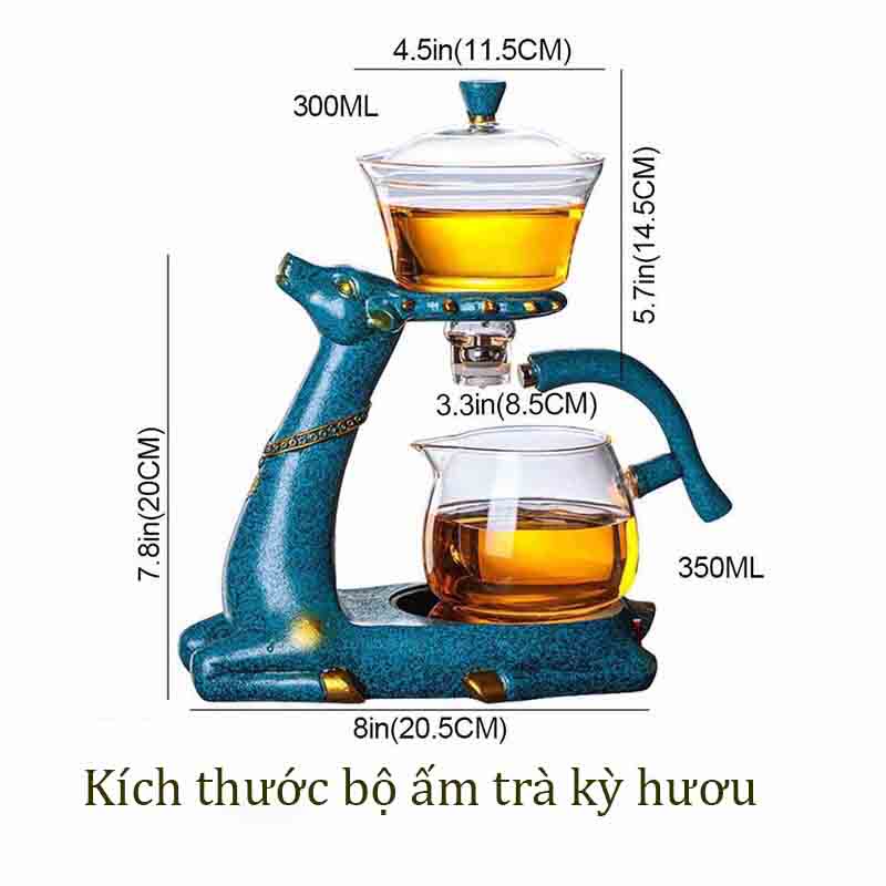 Bộ Ấm Trà Kỳ Hươu Kính Cách Nhiệt