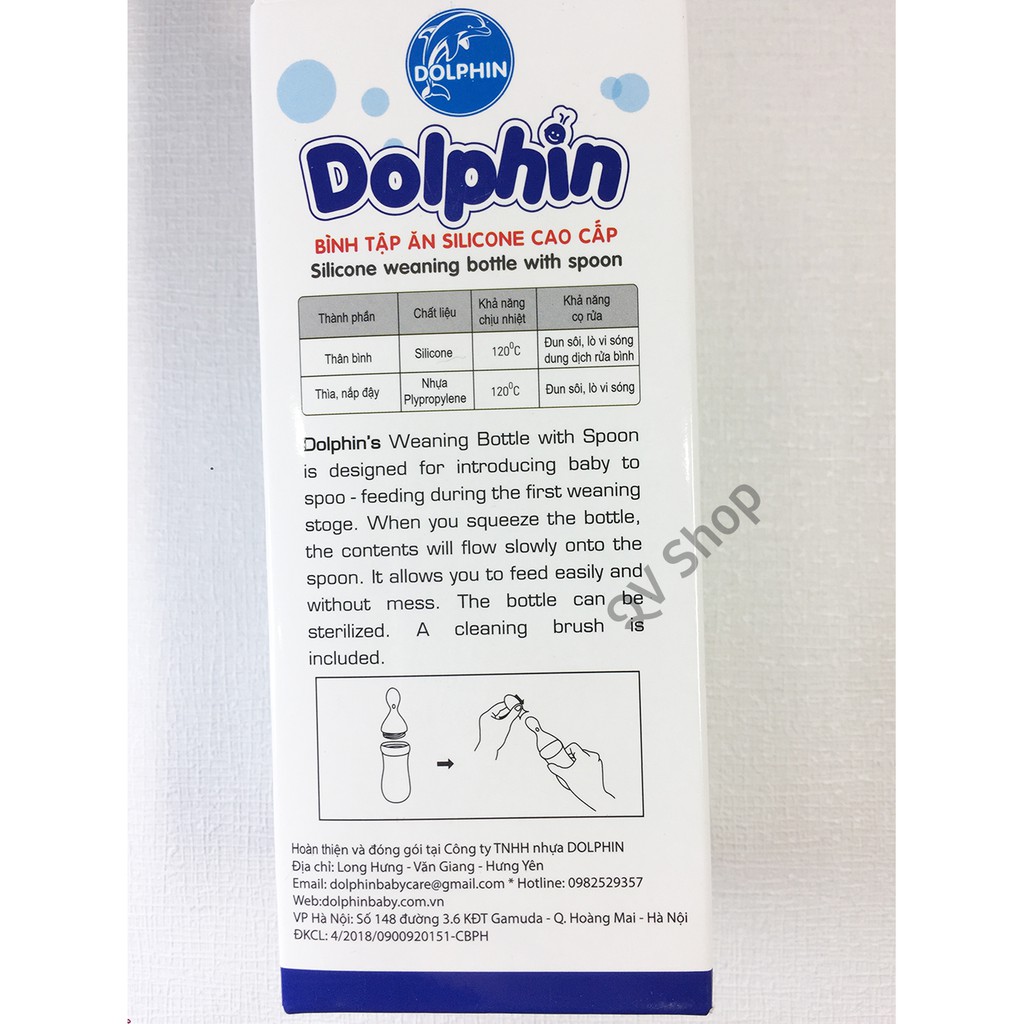 [FreeShip] Bình Tập Ăn Dặm Silicone 200ml Dolphin - An Toàn Không BPA