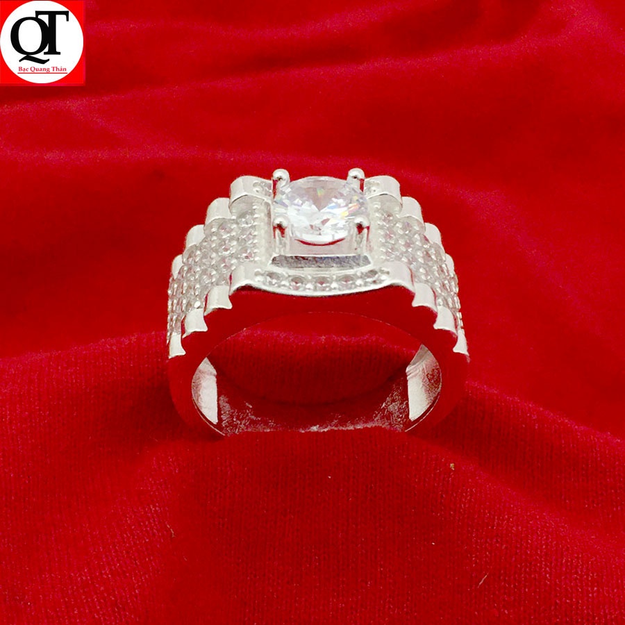 Nhẫn nam Bạc Quang Thản phong cách Hàn Quốc đính đá kim cương nhân tạo cao cấp chất liệu bạc thật không xi mạ - QTNA60