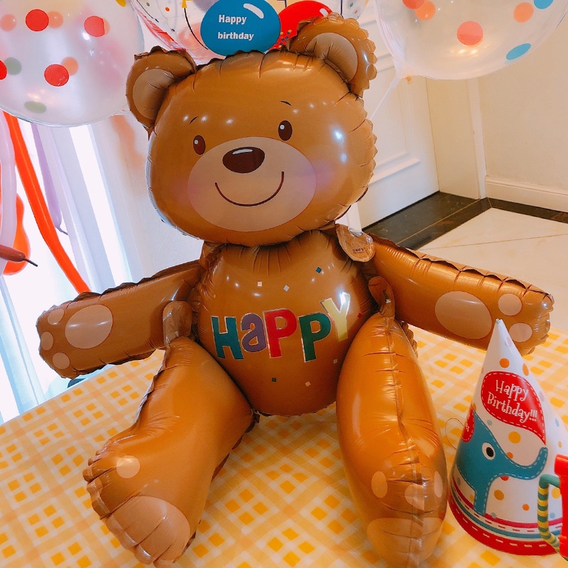 Bong Bóng Lá Nhôm Hình Chú Gấu 3D Đáng Yêu Trang Trí Tiệc Sinh Nhật Cho Bé