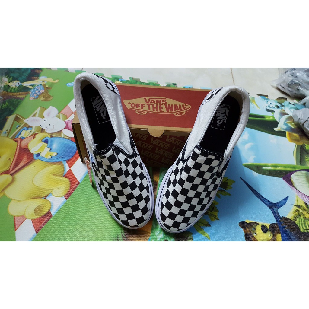 Giày Thể Thao Lười Slip On Caro Đen Trắng | BigBuy360 - bigbuy360.vn